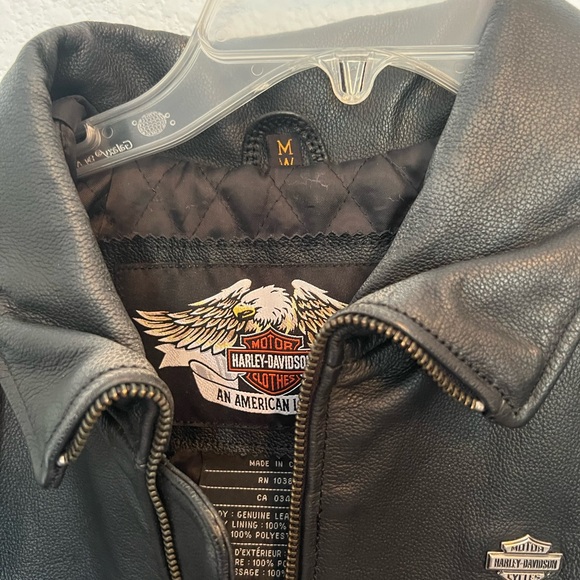 Authentic Ladies Harley Davidson Black Leather Riding Jacket Size M - Picture 2 of 10